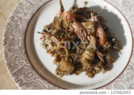 Mediterranean Rice with Prawns or Langoustines 137002953