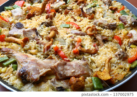 Mediterranean Rice with Prawns or Langoustines 137002975