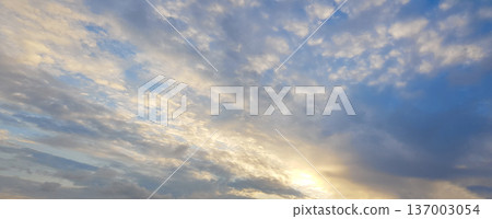 White clouds on blue sky, panoramic landscape White clouds on blue sky, panoramic landscape 137003054