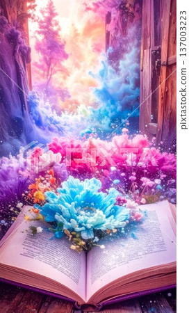 colorful flower in book colorful flower in book 137003223