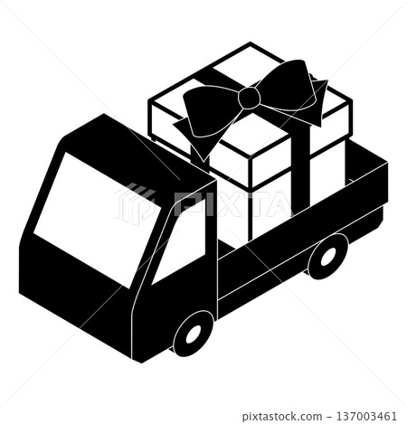 一輛裝滿禮品盒的卡車的三維插圖 137003461
