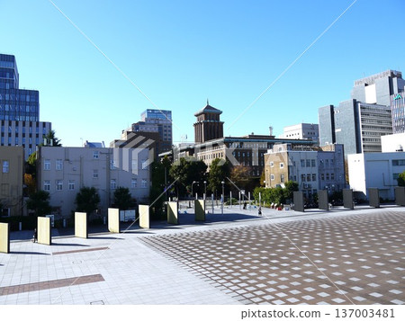 Cityscape with a blue sky Cityscape with a blue sky 137003481
