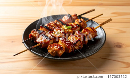 Izakaya classic yakitori platter charcoal grilled image 137003512