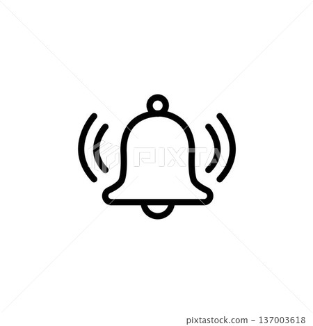 Ringing bell outline icon, simple notification and alert symbol for reminder, alarm, emergency, attention, mobile app interface, web design and communication illustration. Editable stroke. 137003618
