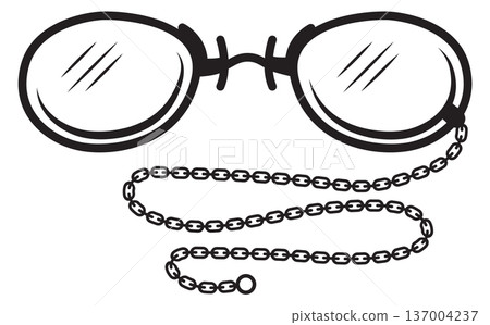 Vintage glasses on chain. Retro eye lens icon 137004237