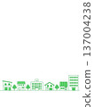 Cityscape illustration banner background, hand-drawn style, vertical, green 137004238
