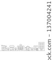Cityscape illustration banner background, hand-drawn line drawing, vertical 137004241