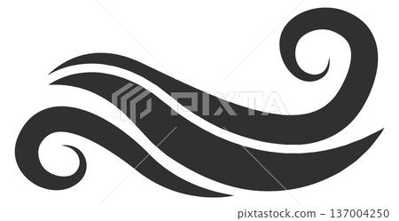 Ocean waves. Water splash curl black icon 137004250