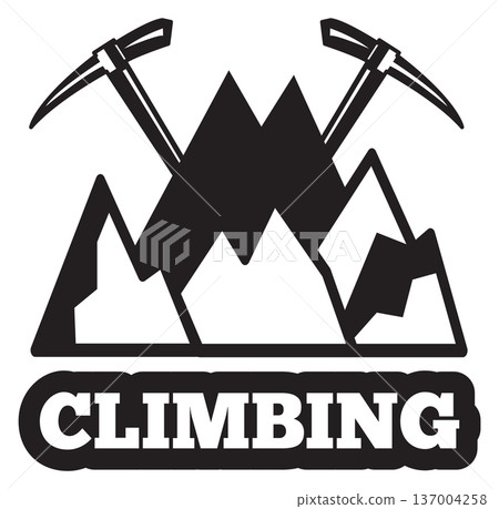 Climbing club badge. Black explore mountain activity Climbing club badge. Black explore mountain activity 137004258