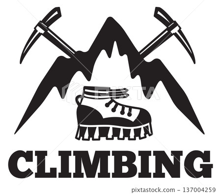 Rock climber badge. Black outdoor sport logo Rock climber badge. Black outdoor sport logo 137004259