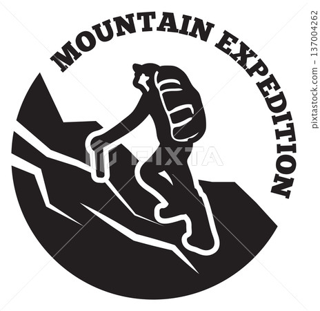 Mountain expedition label. Black extreme travel logo 137004262