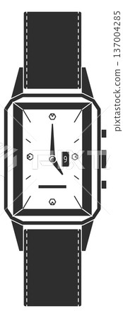 Wrist watch black icon. Leather strap clock accessory 137004285