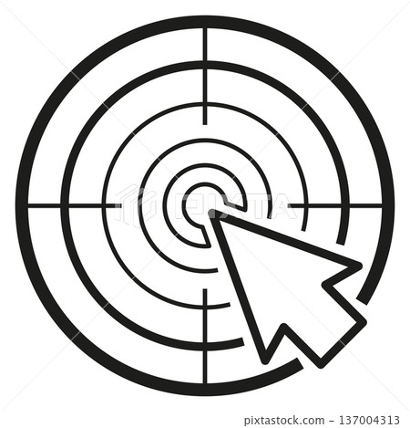 Bullseye black icon. Arrow circle center symbol Bullseye black icon. Arrow circle center symbol 137004313