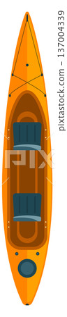 Kayak cartoon icon. Traditional wooden boat top view Kayak cartoon icon. Traditional wooden boat top view 137004339