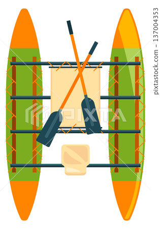 Catamaran top view. Sport marine race boat 137004353