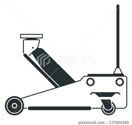 Car service jack black icon. Hydraulic repair tool Car service jack black icon. Hydraulic repair tool 137004360