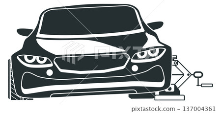 Tire changing black icon. Car maintenance symbol Tire changing black icon. Car maintenance symbol 137004361