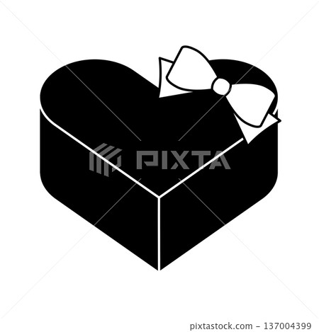 Heart-shaped gift with a big ribbon Heart-shaped gift with a big ribbon 137004399