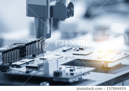 Advanced robotic assembly system performing high-precision integration of computer hardware components in a smart factory environment. 137004959