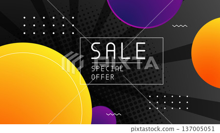 violet, purple and black sale promotion discount background, for banner, poster advertising template 137005051