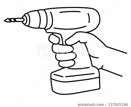 Hand holding a power drill 137005190