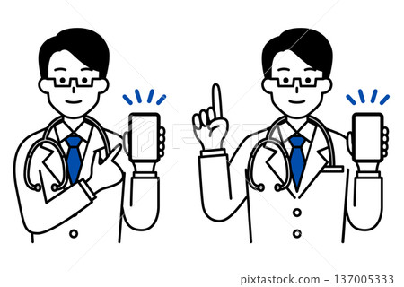 男醫師展示智慧型手機螢幕 男醫師展示智慧型手機螢幕 137005333