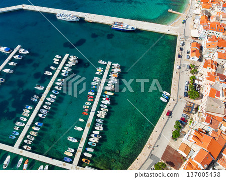 Aerial View Baska Krk Island Croatia Mediterranean Coast Aerial View Baska Krk Island Croatia Mediterranean Coast 137005458