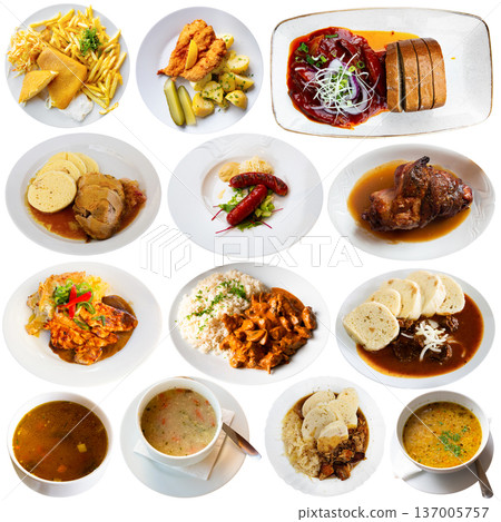 Collage of dishes of Czech cuisine 137005757