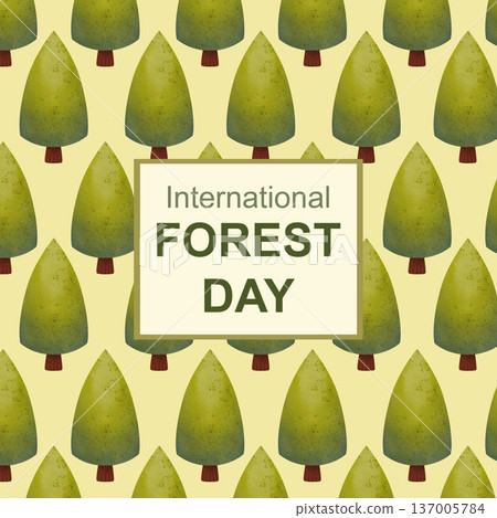 Poster for International Day of Forests. Hand drawn illustration in a simple watercolor style with 137005784