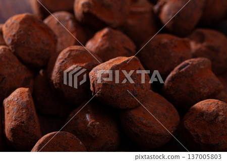 Closeup of chocolate truffles Closeup of chocolate truffles 137005803
