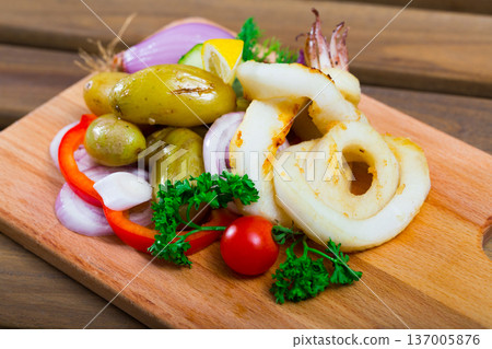 Roasted squid rings Roasted squid rings 137005876