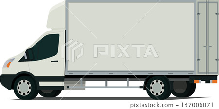 Box van cargo transport angled rear side view illustration 137006071