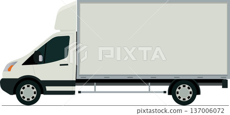 Box van cargo transport flat side view illustration 137006072