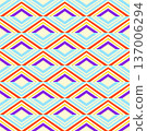 Chevron graphic ornament seamless pattern. Irregular line, classic 60s, 70s concept abstract geometrical grid. Blue marine red yellow color palette. Cute modern vector illustration, white background 137006294