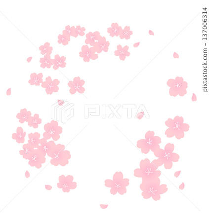 Hand-drawn cherry blossom round frame Hand-drawn cherry blossom round frame 137006314