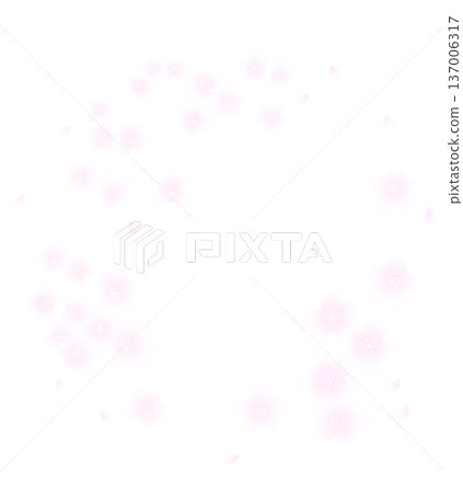 手繪櫻花圓形邊框 137006317