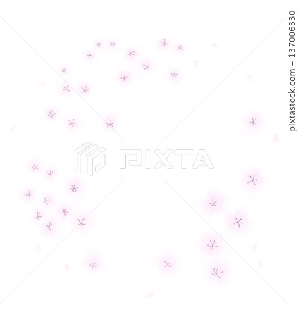 Hand-drawn cherry blossom round frame 137006330