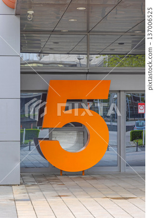 Large Orange Number Five 137006525
