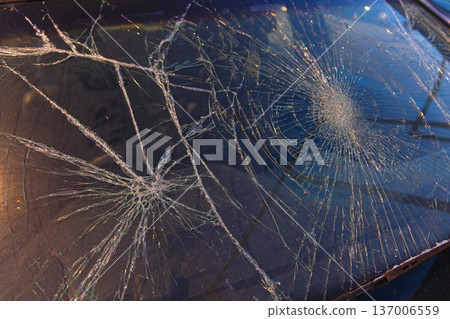 Broken Windscreen Traffic Accident Broken Windscreen Traffic Accident 137006559