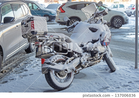 Adventure Motorcycle Snow Parking 137006836