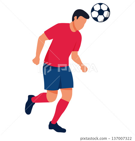 Football Player Performing Powerful Header Shot Football Player Performing Powerful Header Shot 137007322