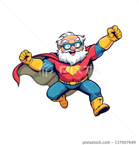 Vsai flying senior superhero character showing strength and power 137007699
