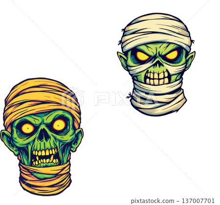 Vsai undead mummy creating halloween spooky monster character illustration 137007701