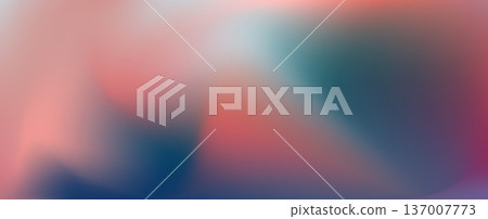 Abstract coral red and aquamarine blurred vector soft mesh gradient background. Smooth aesthetic teal and pink gradation backdrop with waves for ui web design, futuristic liquid flowing print design 137007773