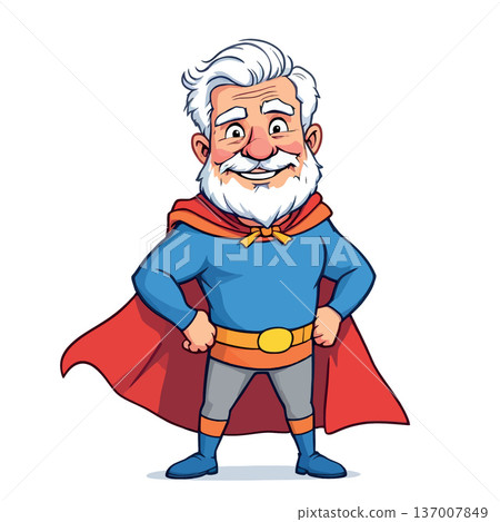 Vsai senior man superhero character standing with cape 137007849
