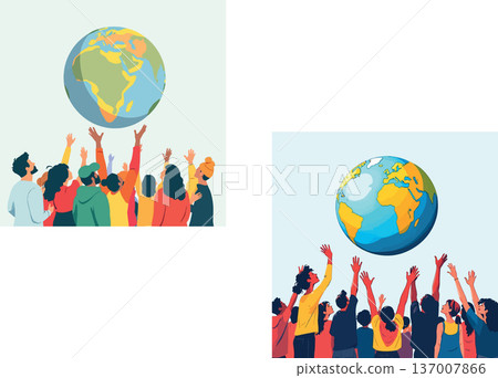 Vsai diverse people reaching up saving planet earth 137007866