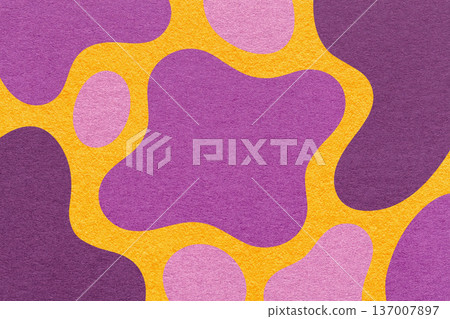 Abstract violet purple yellow paper texture background with amorphous fluid blob shapes and spots in flat organic design Abstract violet purple yellow paper texture background with amorphous fluid blob shapes and spots in flat organic design 137007897