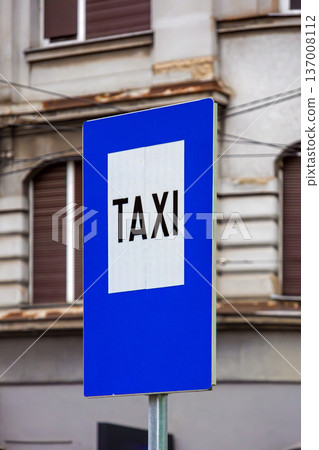 Taxi sign on street Taxi sign on street 137008112