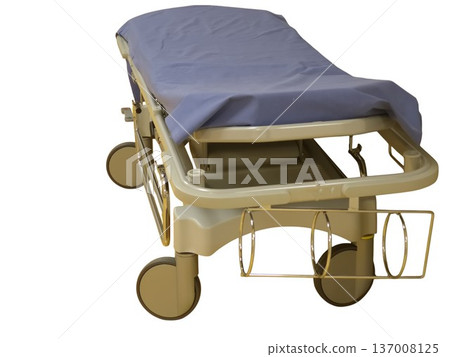 Hospital stretcher displaying emergency patient medical transport equipment 137008125