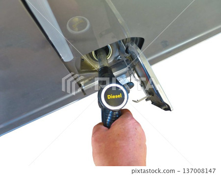 Hand refueling car with diesel at gas station Hand refueling car with diesel at gas station 137008147